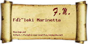 Füleki Marinetta névjegykártya